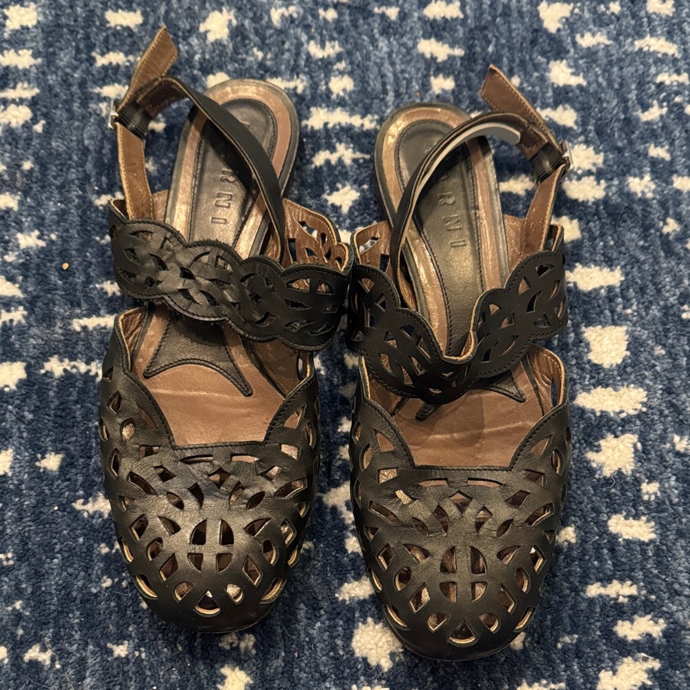 Marni Black Cutout Slingback Sandals